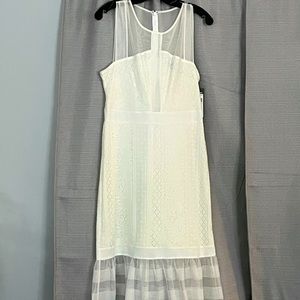 BCBG White lace dress- size L